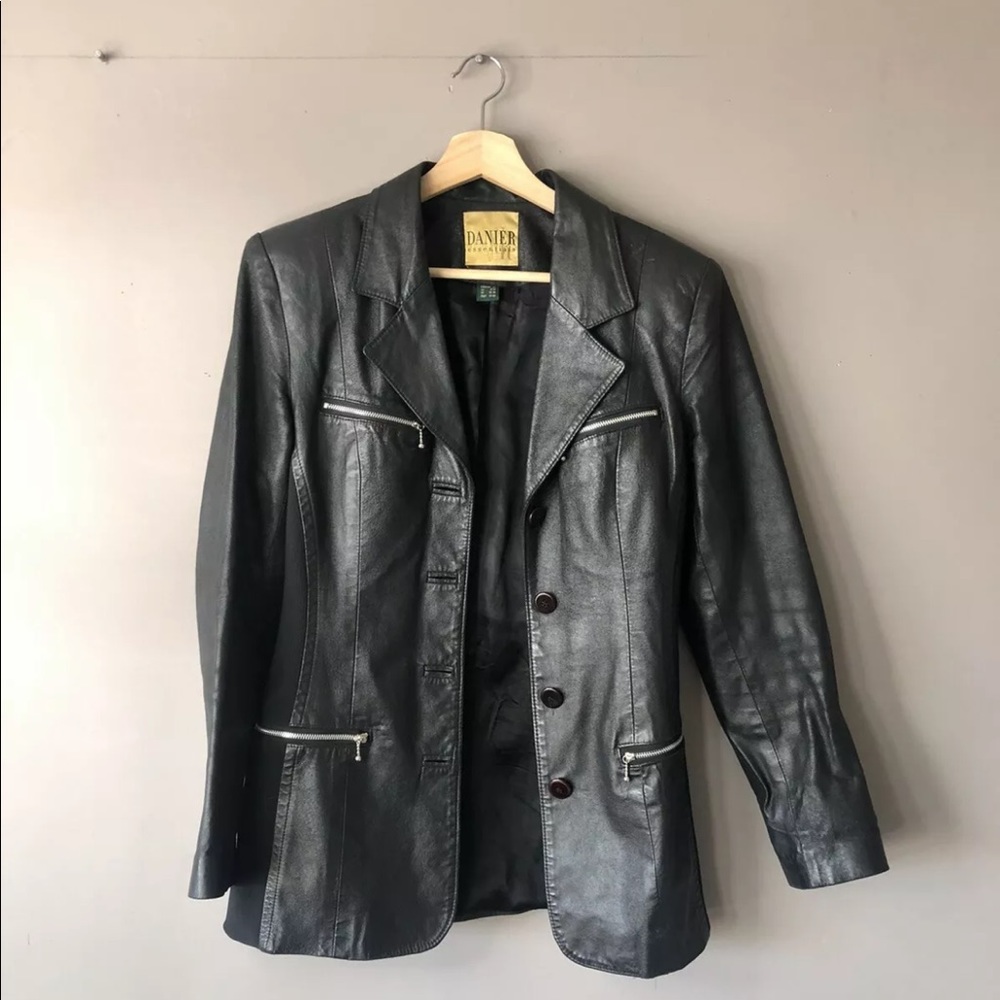 Danier leather jacket black size xs